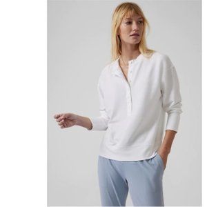 NEW! Athleta Balance Henley Sweatshirt - XXS - Bright White